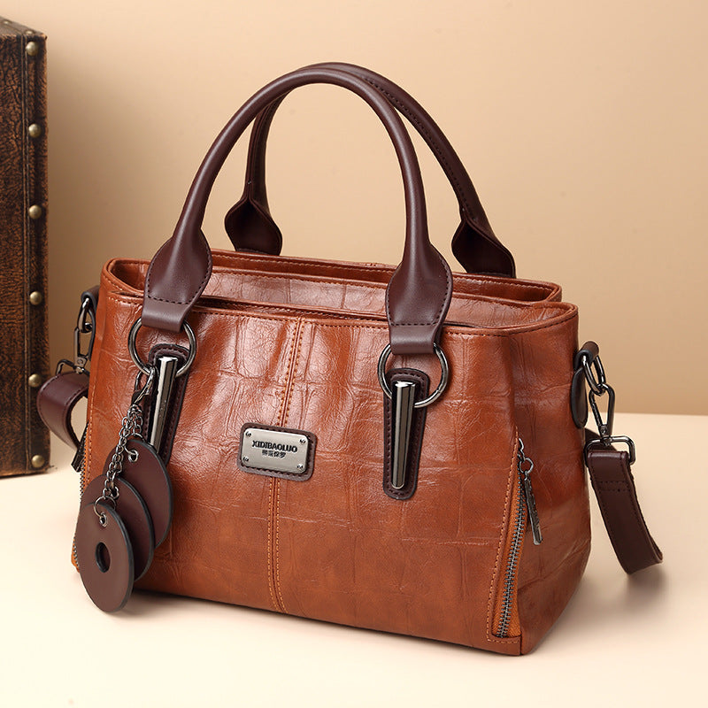 Women's Retro Plaid Contrast Color Portable Large Handbags