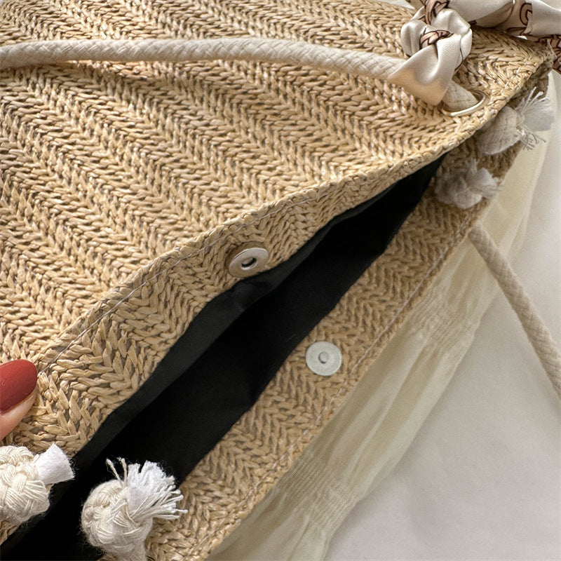Women's Large Capacity Fashion Underarm Straw Shoulder Bags