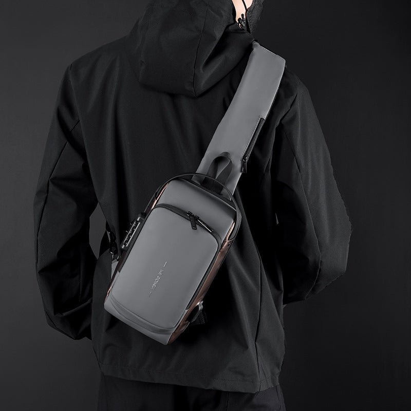 Men's Password Motorcycle Trendy Cool Riding Carpetbag Men's Chest Bags