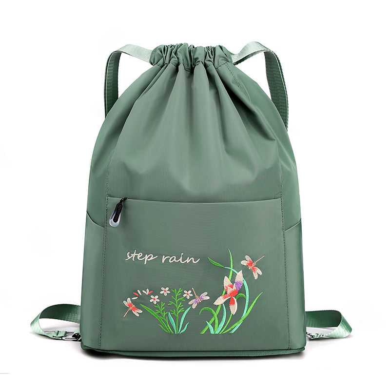 Women's Chinese Style Embroidery Drawstring Simple Portable Backpacks