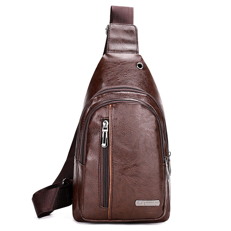 Men's Popular Soft Leather Business Fashion Men's Chest Bags