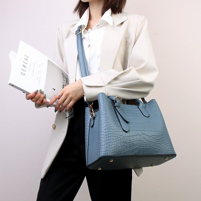 Women's Classic Crocodile Pattern Large Capacity Handbags