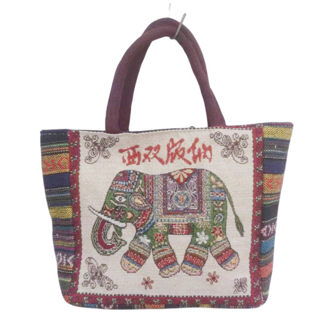 Large Capacity Double Sided Embroidery Elephant Shoulder Bags