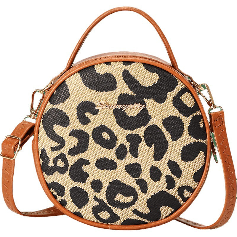 Women's Fashion Vintage Leopard Print Round Popular Crossbody Bags