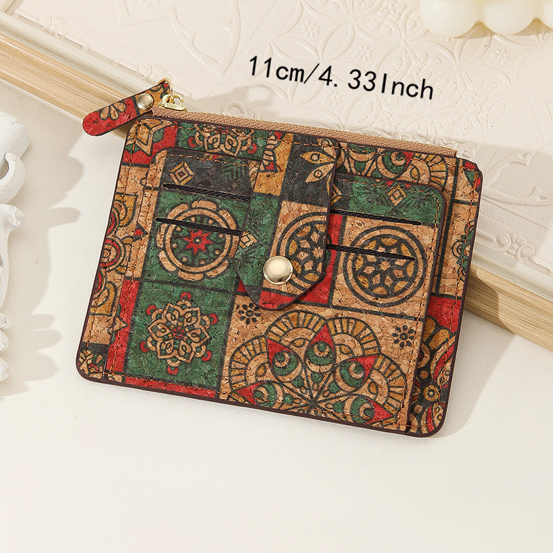 Classy Retro Exquisite Portugal Cork Zip Card Holder