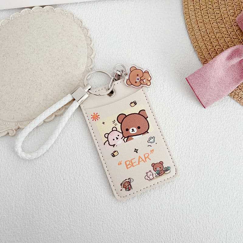 Bear Cartoon Soft Leather Dual Position Door Access Card Holder