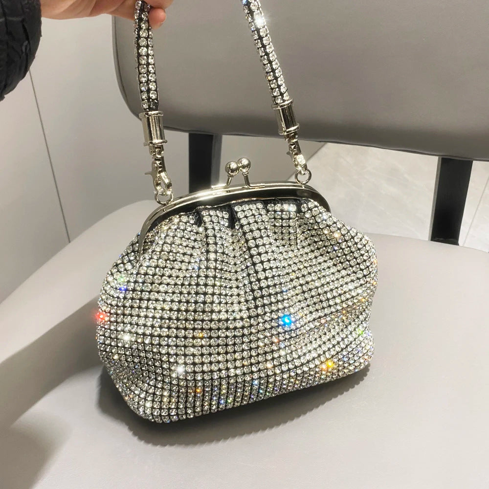 Women's Hand Dinner Shiny Rhinestone Portable Shell Bags