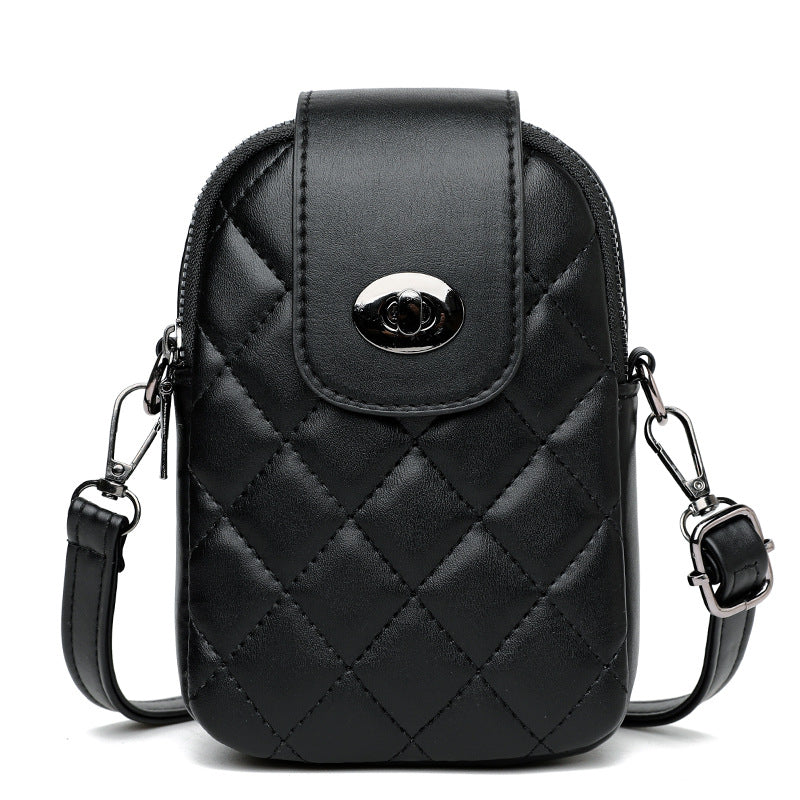 Women's Spring Fashion Rhombus Embroidery Thread Crossbody Bags