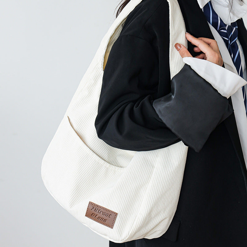 Women's Corduroy Cloth For College Large Capacity Shoulder Bags