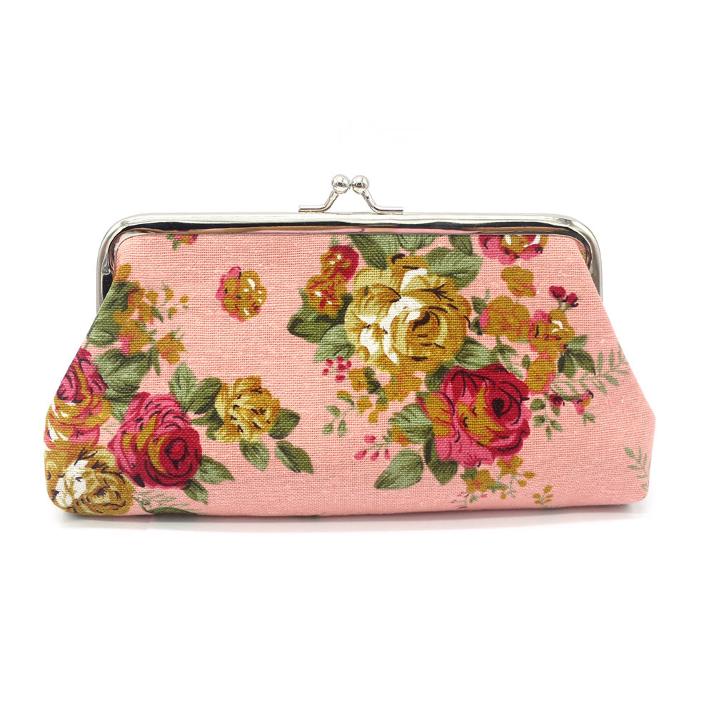 Women's Fabric Long Rose Canvas Printed Hand Purses