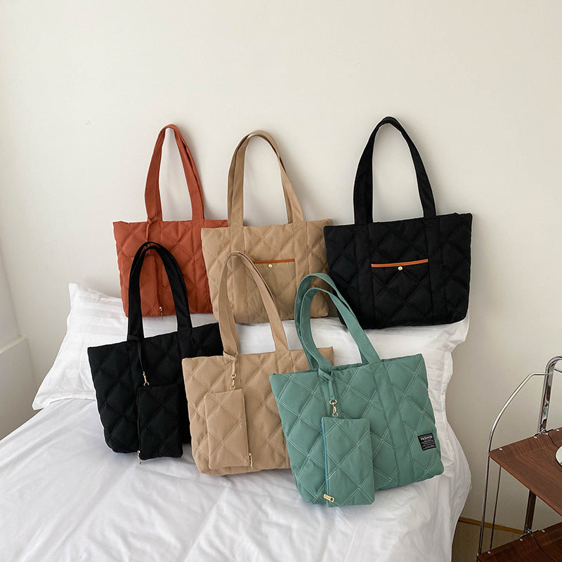 Women's Fashionable Down Simple Large Capacity Cotton Shoulder Bags