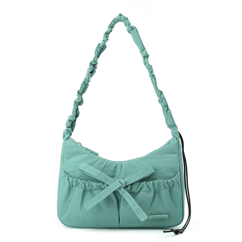 Women's Korean Ballet Style Drawstring Ruffle Bow Shoulder Bags