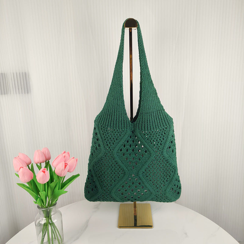 Knitted Hollow Beach Woven Goddess Festival Shoulder Bags