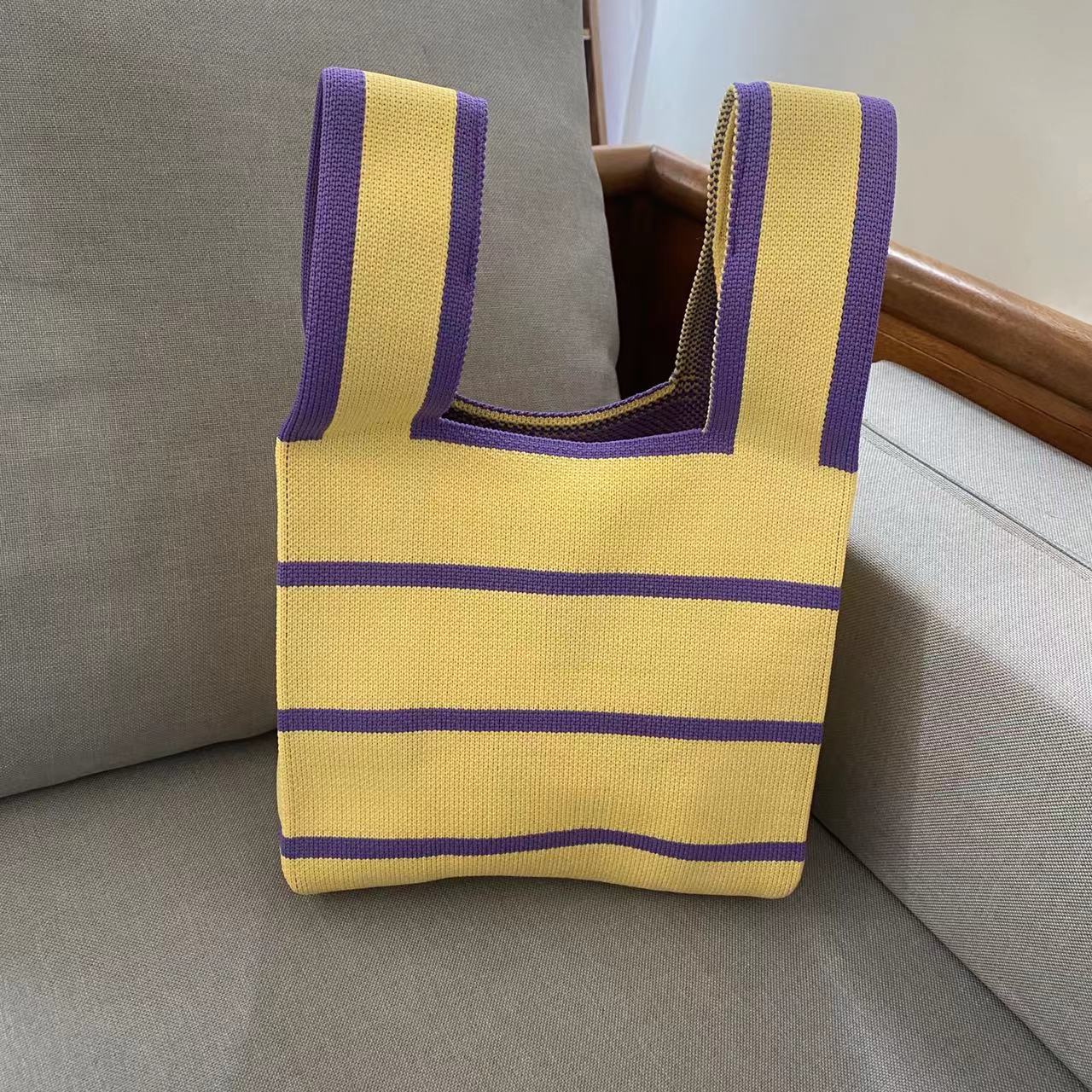 Woolen Yarn Fashion Simple Horizontal Bar Handbags