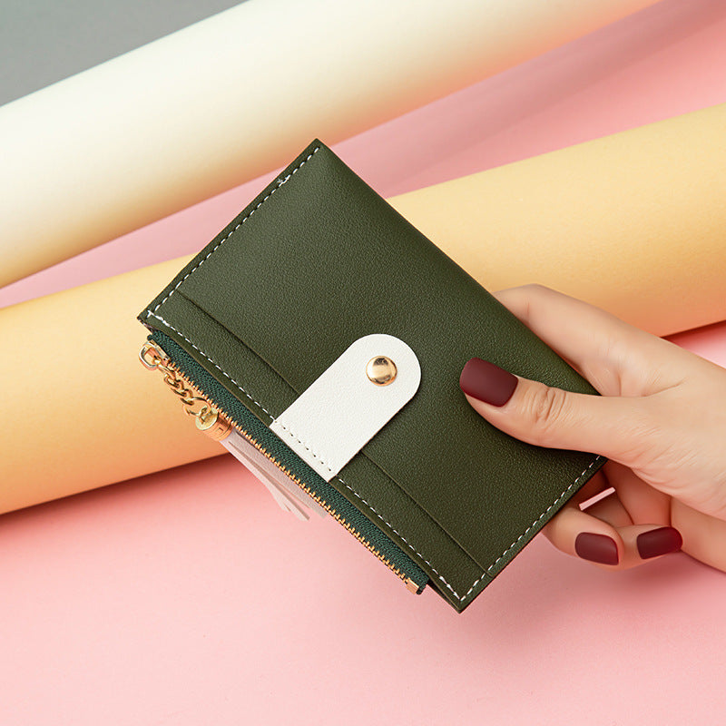 Women's Korean Fresh Tassel Multiple Slots Stitching Ladies Wallet