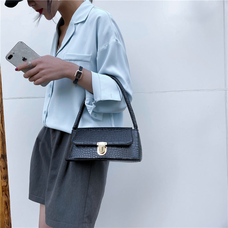 Women's Trendy Korean Style Stone Pattern Portable Shoulder Bags
