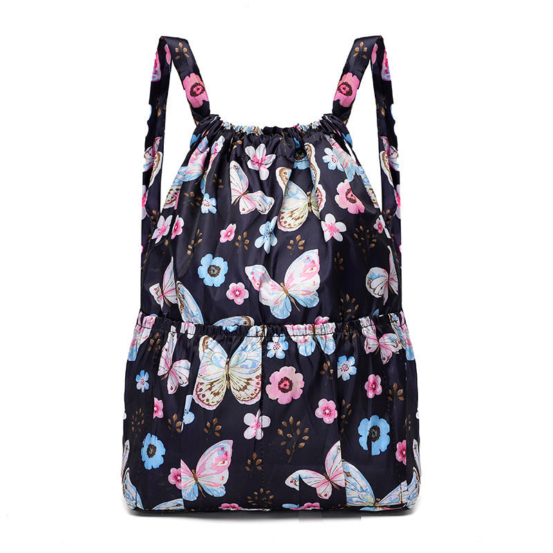 Cloth Drawstring Large Capacity Female Foldable Backpacks