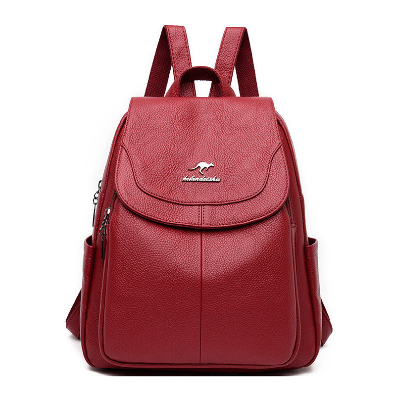 Women's Leather Tactile Feel Fashion Korean Large Backpacks