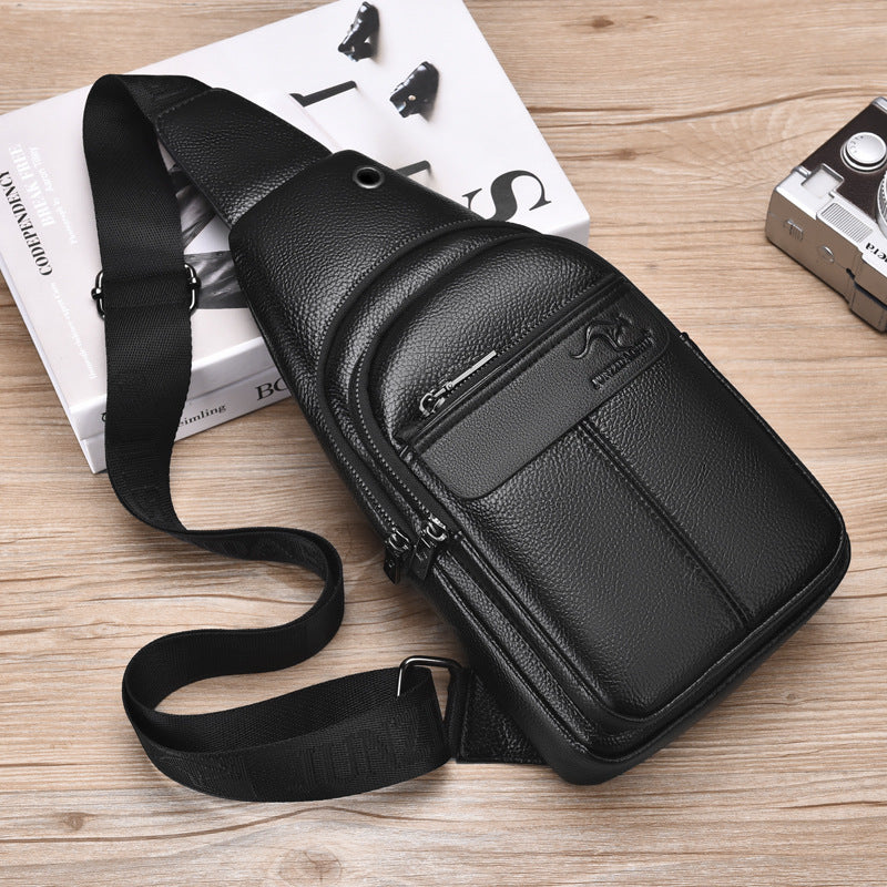 Men's Comfortable Large Capacity Soft Leather Men's Chest Bags