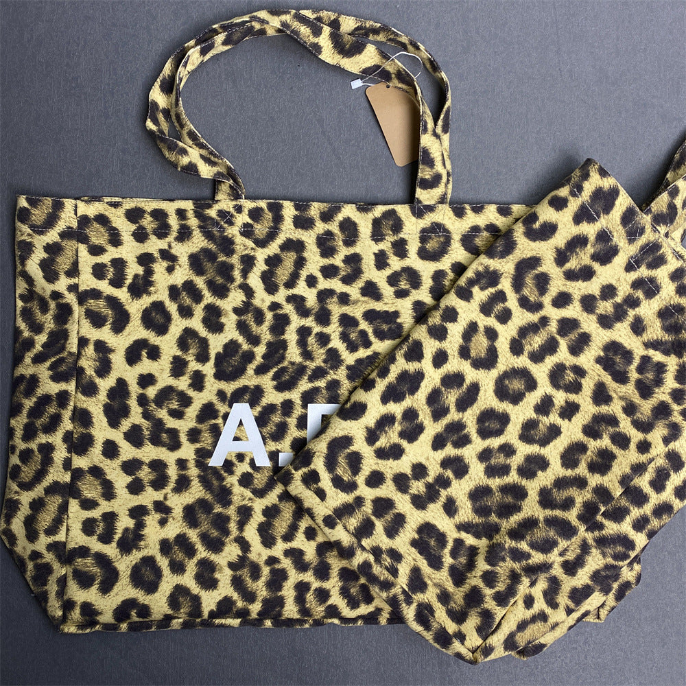 Elegant Trendy Leopard Vertical Canvas Shopping Handbags