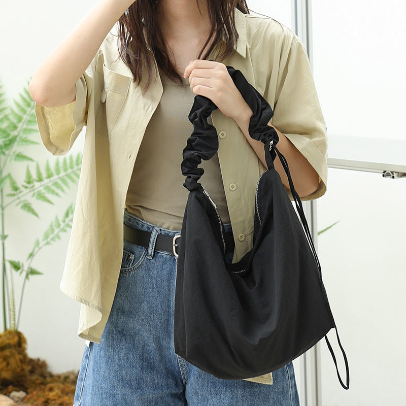 Leisure Drawstring Fresh Pleated Fashion Nylon Crossbody Bags
