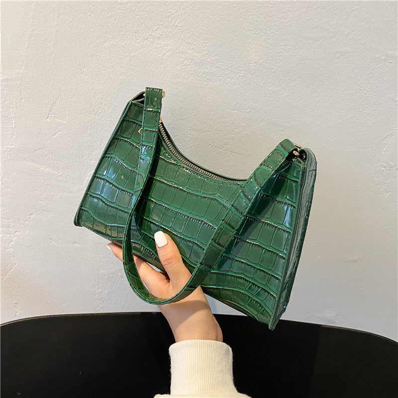 Women's Fan Fashion Embossing Hand Temperament Stone Shoulder Bags