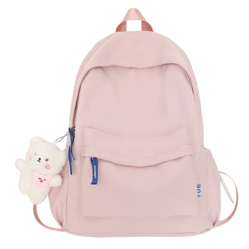 Women's & Men's & Korean Style Solid Color Nylon Backpacks