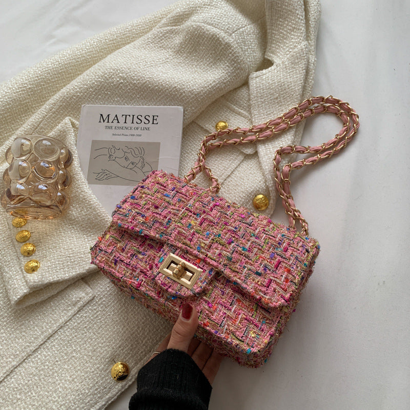 Women's Classic Style Woolen Fashion Korean Chain Crossbody Bags