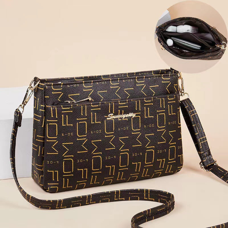 Women's Leather Wide Bottom Large Capacity Mother's Crossbody Bags