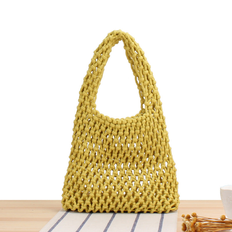 Macaron Cotton String Handmade Hollow Beach Handbags