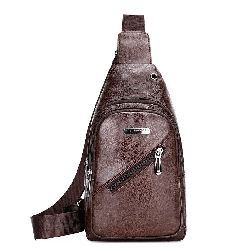Men's Popular Soft Leather Business Fashion Men's Chest Bags