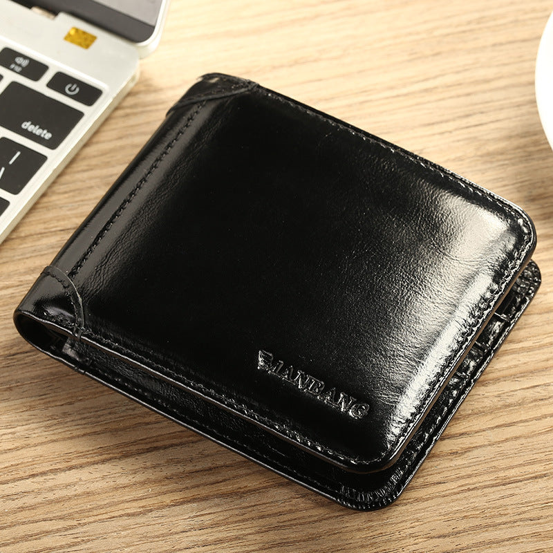 Men's Vertical Short First Layer Cowhide Classic Men's Wallets