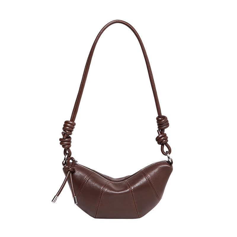 Women's Niche Vegetable Tanned Croissant Fashion Genuine Shoulder Bags