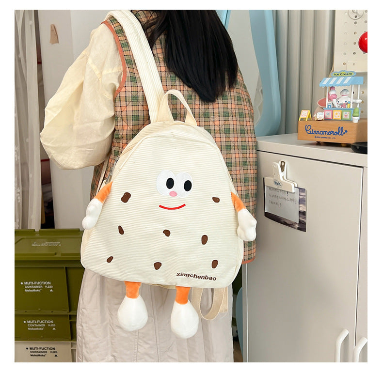 Women's Cute Cookies Ugly Corduroy Niche Cartoon Backpacks