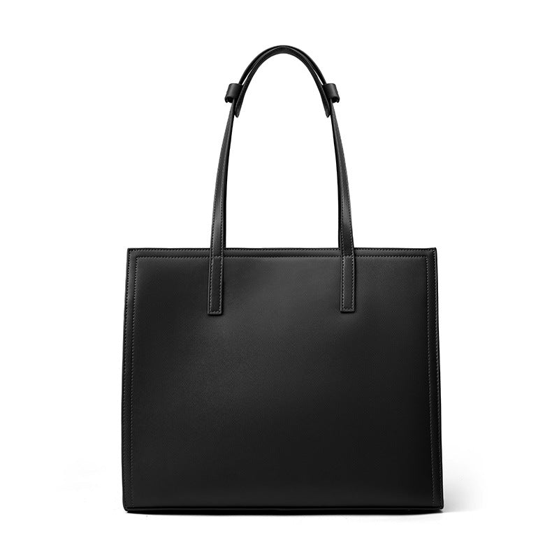Women's Niche Leather Large Capacity Computer Black Handbags