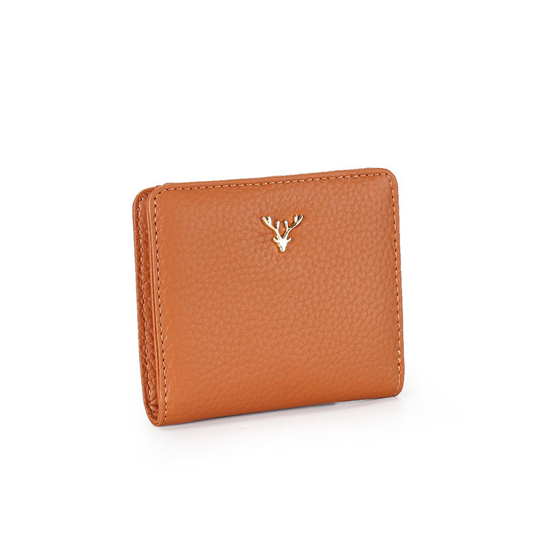 Women's Leather Short Fashion Full Cowhide Fold Purses