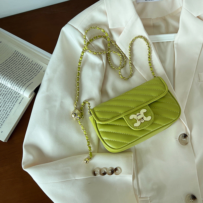 Texture Female Lucky Beads Diamond Style Chain Crossbody Bags