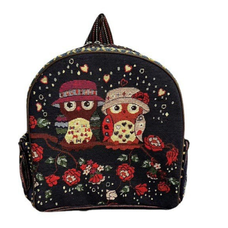 Style Gold Silk Embroidered Elephant National Backpacks
