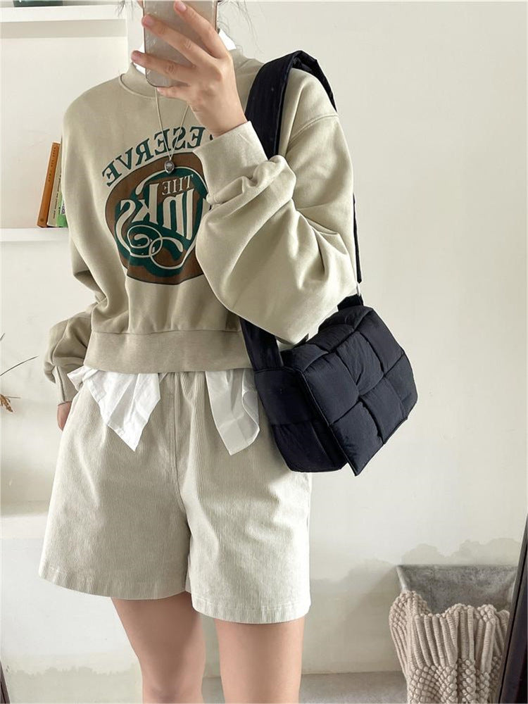 Wide Strap Woven Plaid Son Mother Flip Crossbody Bags