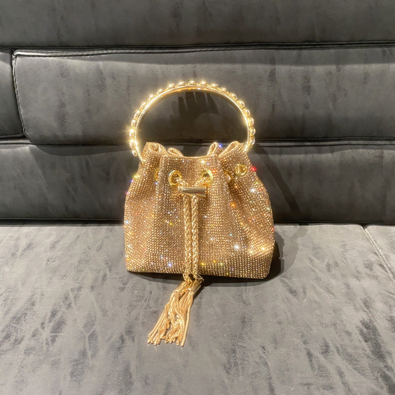 Women's Beautiful Rhinestone Round Chain Diamond Shoulder Bags
