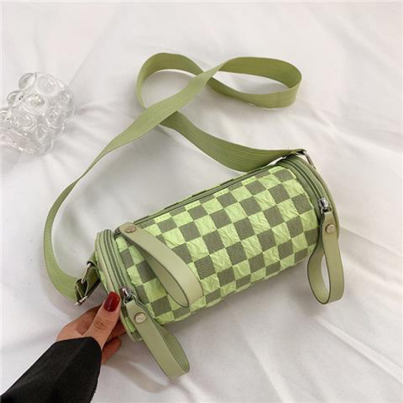 Chessboard Lattice Cylinder Female Fashion One Bags