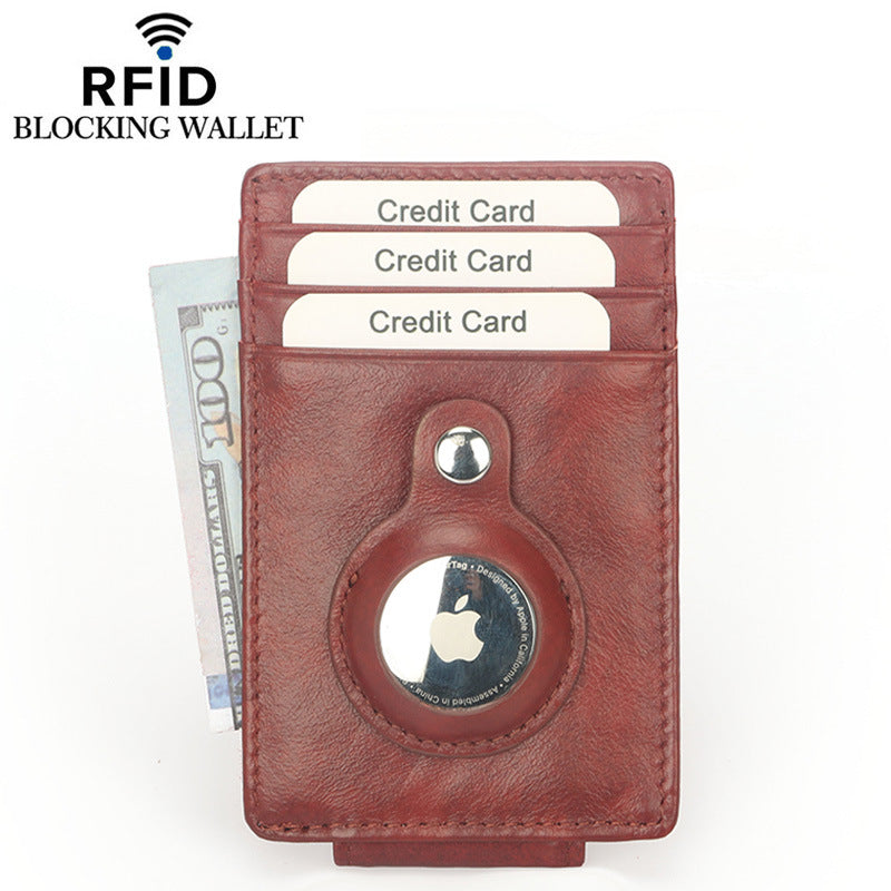 Apple Tracker Protective First Layer Cowhide Card Holder
