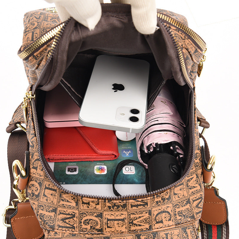 Women's Korean Soft Leather Fashion Slanted Backpacks