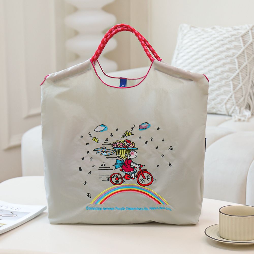 Women's Summer Needle Embroidery Nylon Large Capacity Shoulder Bags