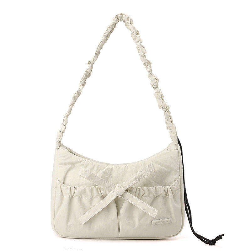 Women's Korean Ballet Style Drawstring Ruffle Bow Shoulder Bags