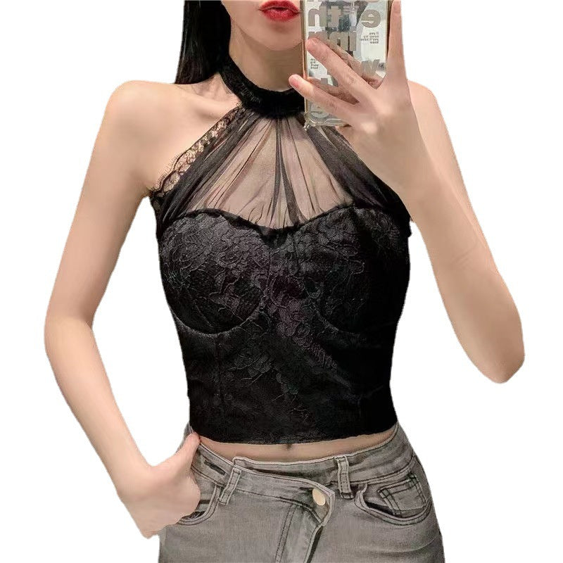 Women's Shaping Padded Pleated Suspender Vest Outer Tanks Camis