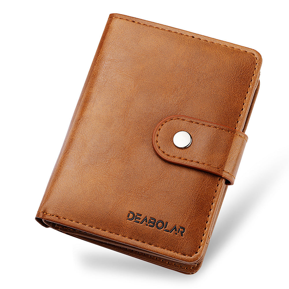 Men's Man's Short Leather Retro Vertical Design Men's Wallets