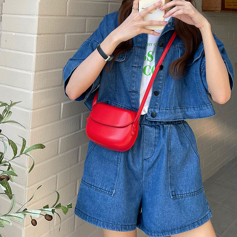 Women's Summer Retro Red Saddle Simple Mobile Phone Bags