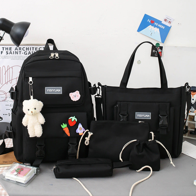 Women's Canvas Korean Large Capacity Set College Backpacks