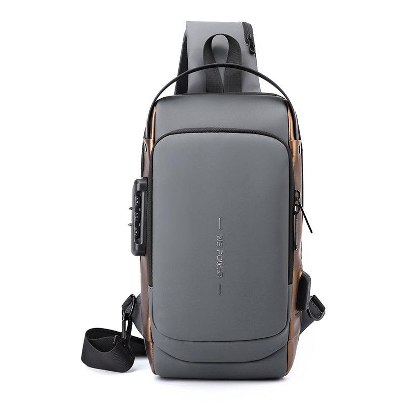 Men's Password Motorcycle Trendy Cool Riding Carpetbag Men's Chest Bags